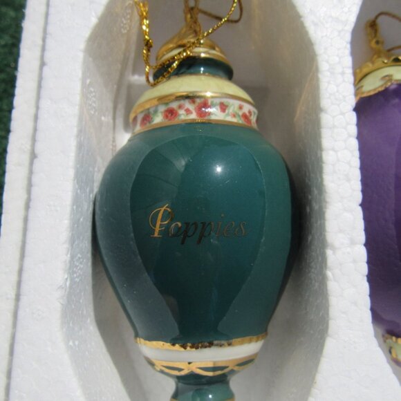 3 Bradford Editions Lena Liu Forever Flowers Christmas Ornaments Irises Poppies - Picture 6 of 9